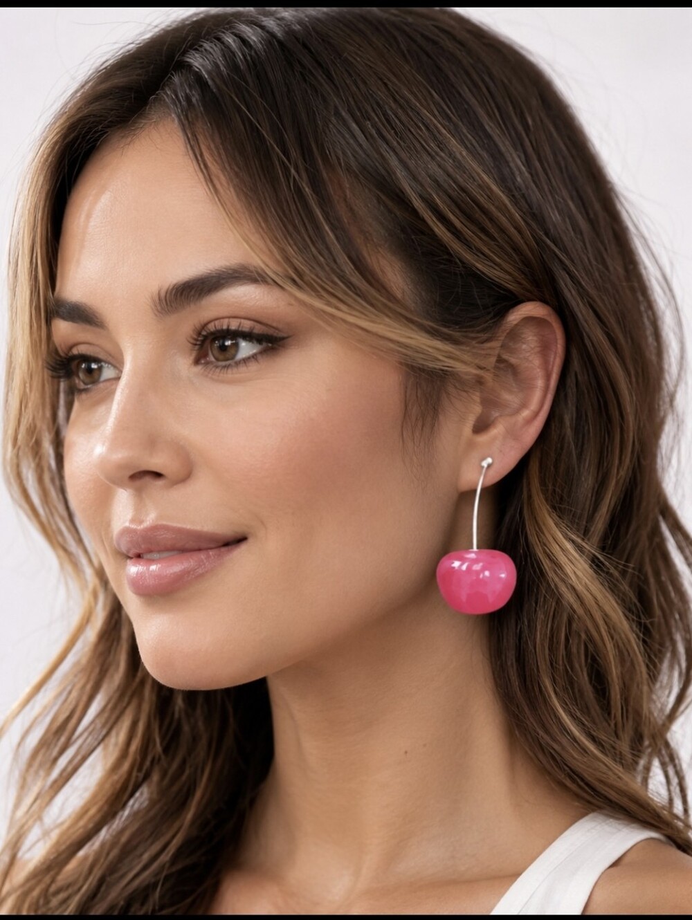 Cherry Red Earrings Cherry Dangle Fruit 3D Pierced Ear Rings
